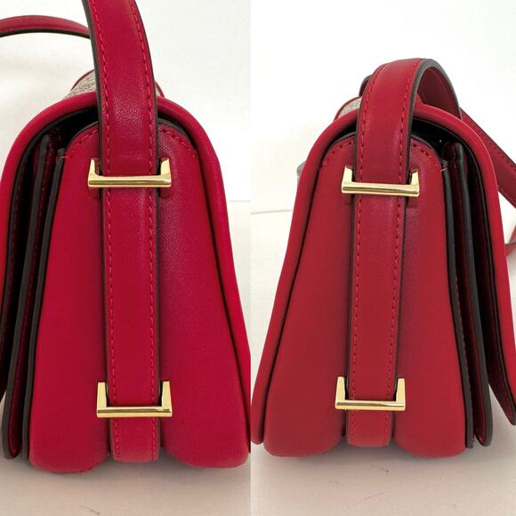 Kate Spade Liv Spade Flower Coated Canvas Small Flap Crossbody Bag Cherry Rouge - Picture 8 of 14